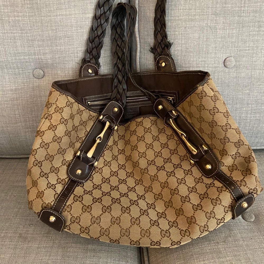 Vintage Gucci Monogram leather braided straps